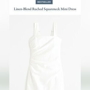 Abercrombie - Linen-Blend Ruched Squareneck Mini Dress - White - XS